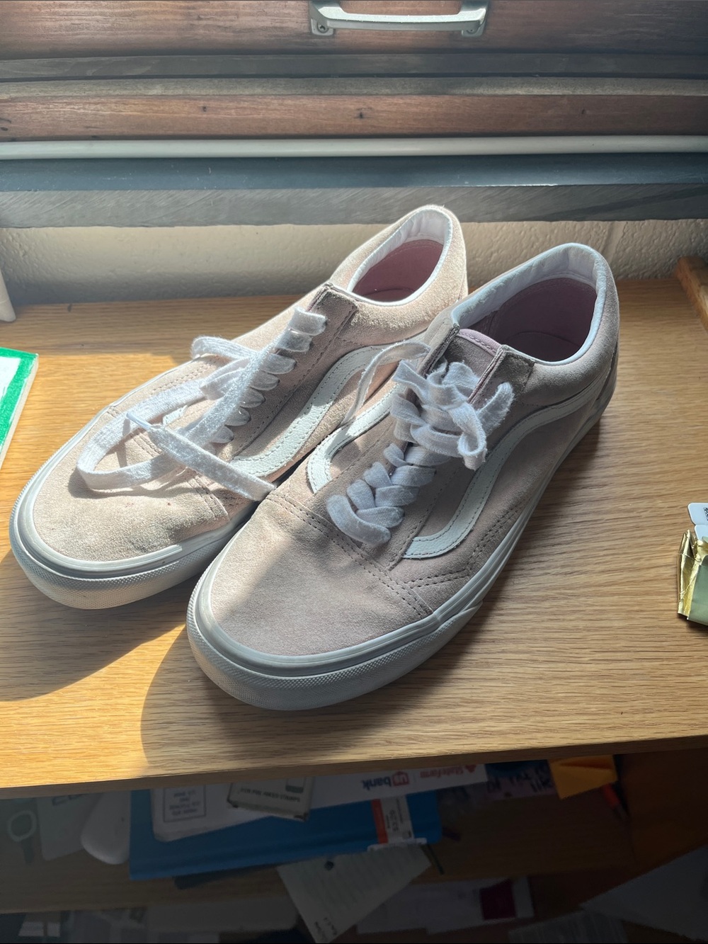 Vans Old Skool Suede Sneakers Pale Pink and White 9W/7.5M